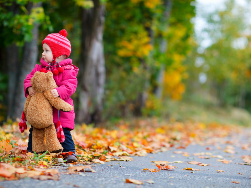 childhood, teddy bear, осень, одинокую, trees, Обои little girl, ребенок, дети, маленькая девочка, дорога, road, lonely, autumn, children, child, деревья, плюшевого мишку, детство