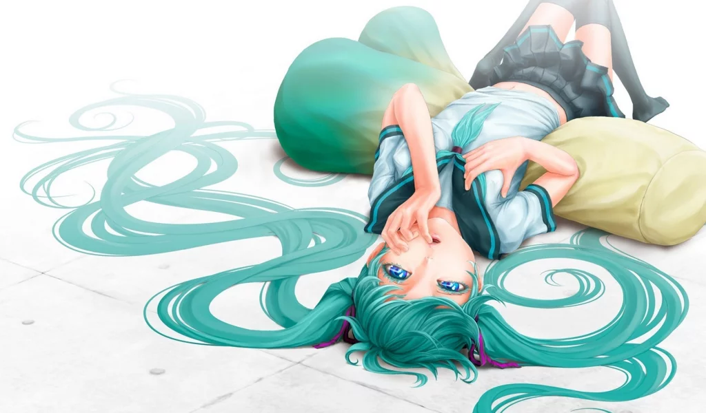 чулки, юбка, два хвостика, hatsune miku, девушка, Вокалоид
