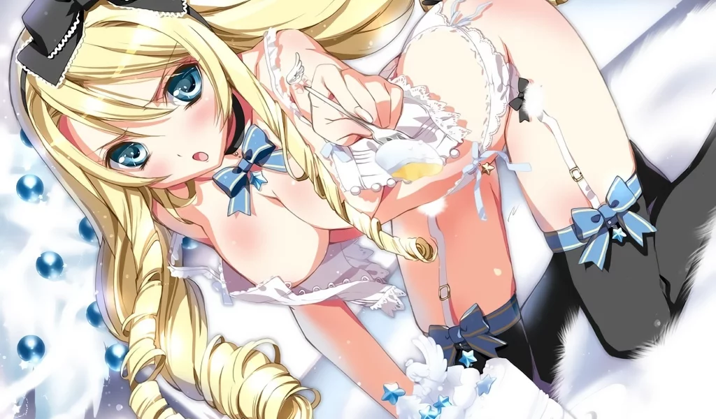 грудь, momoiro taisen pairon, Kamiya maneki, тортик, чулки, alice, вилка