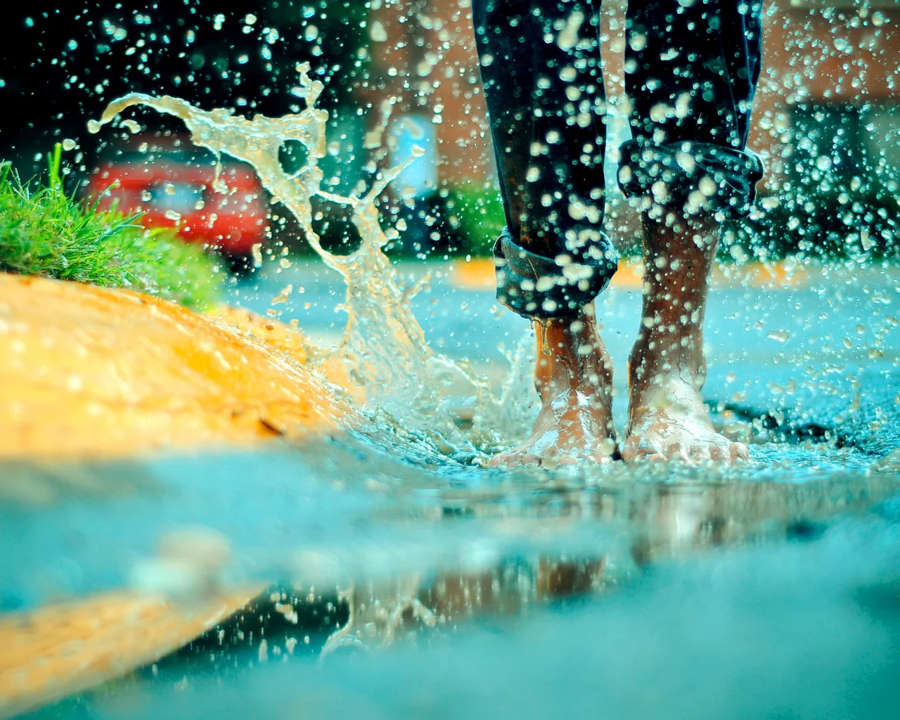 брызги, Вода, ноги