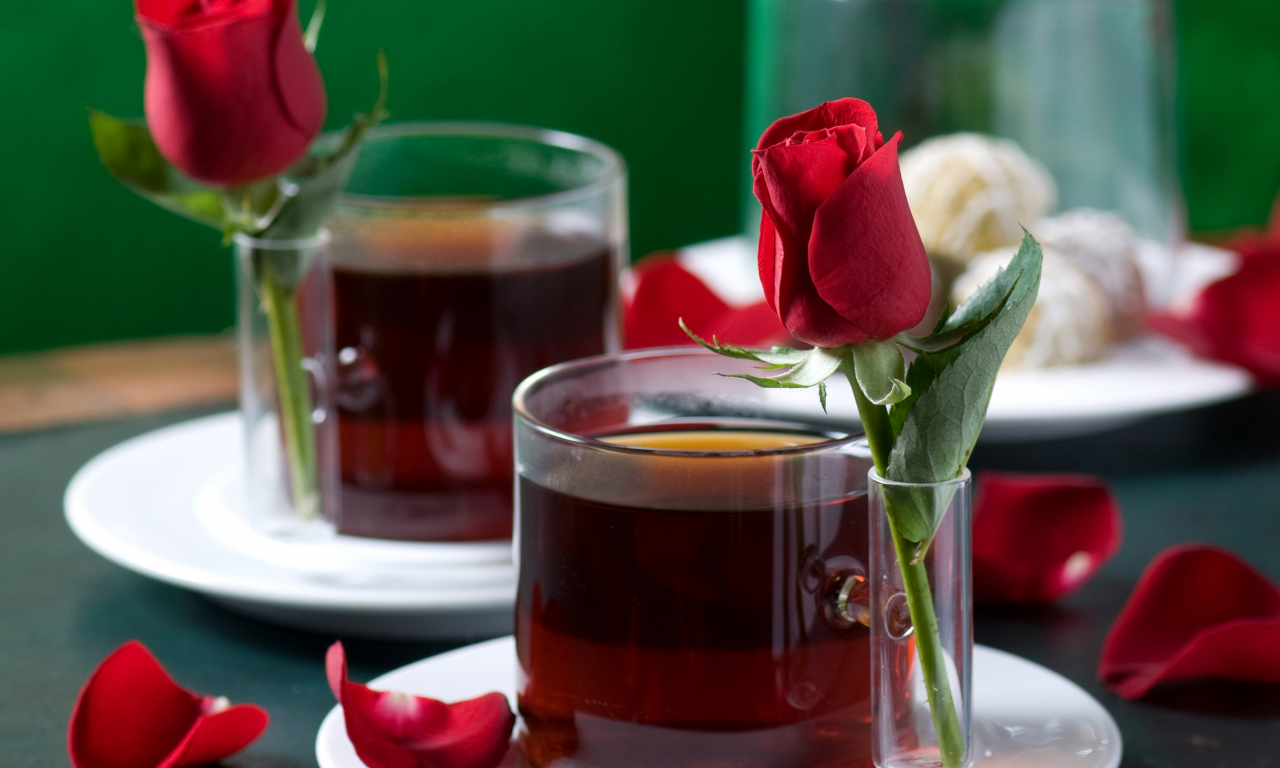 petals, rose, tea, elegantly, romance, gentle, nice, drink, Cake, harmony, roses, cups, love