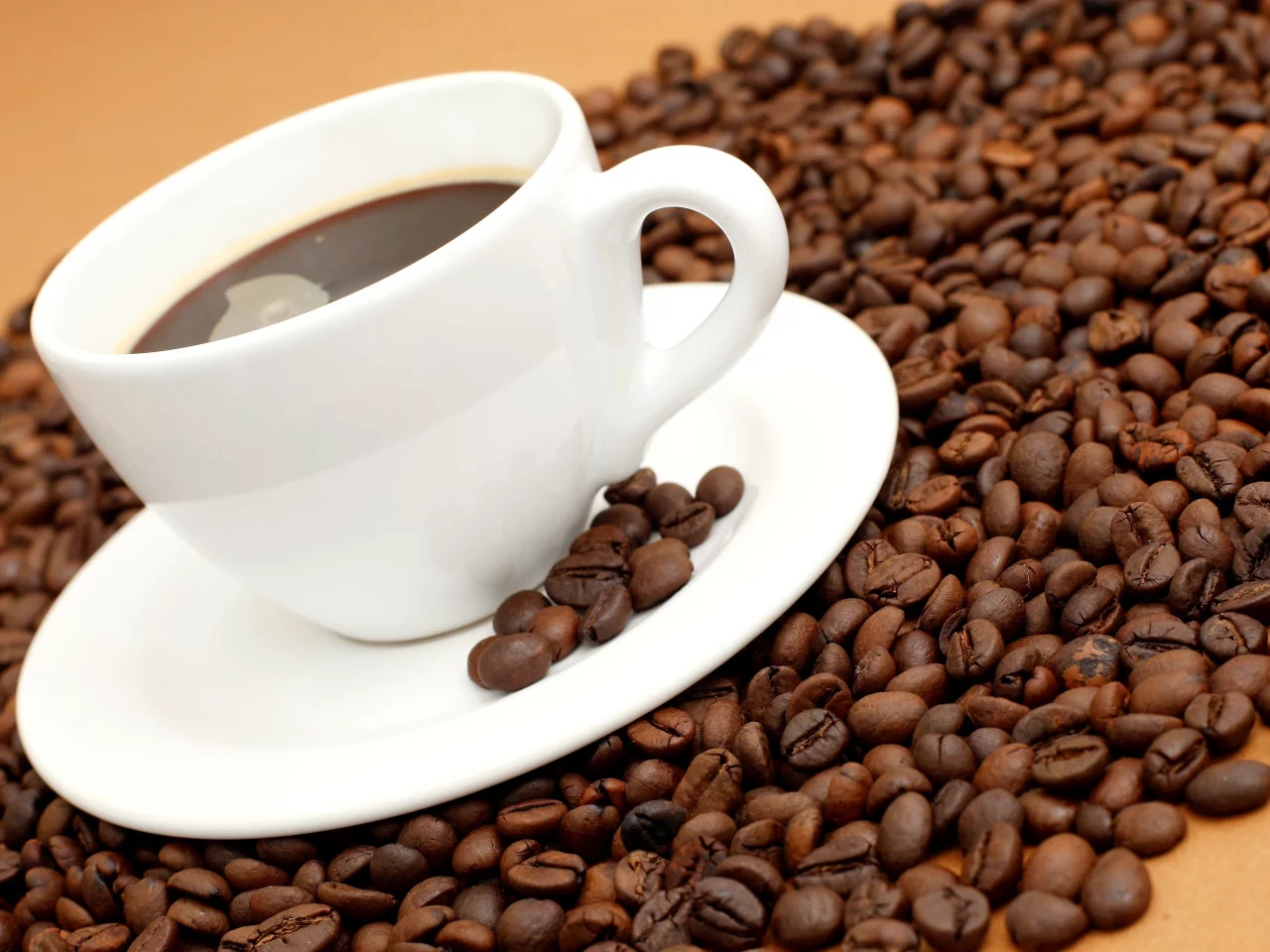 coffee, чашка, Кофе, блюдце, зерна, белая