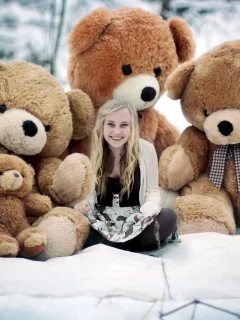 мишки, настроение, игрушки, Девушка