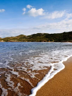 камень, Море, волны, небо, облака, пляж