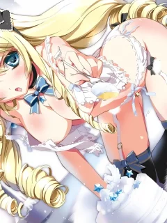 грудь, momoiro taisen pairon, Kamiya maneki, тортик, чулки, alice, вилка