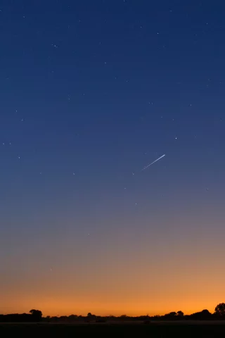 Закат, небо, метеор, звезды