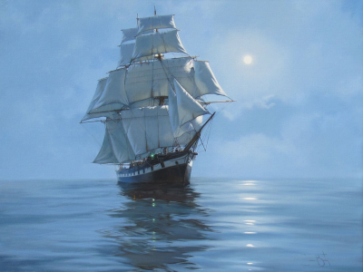 парусник, картина, живопись, море, James brereton, корабль