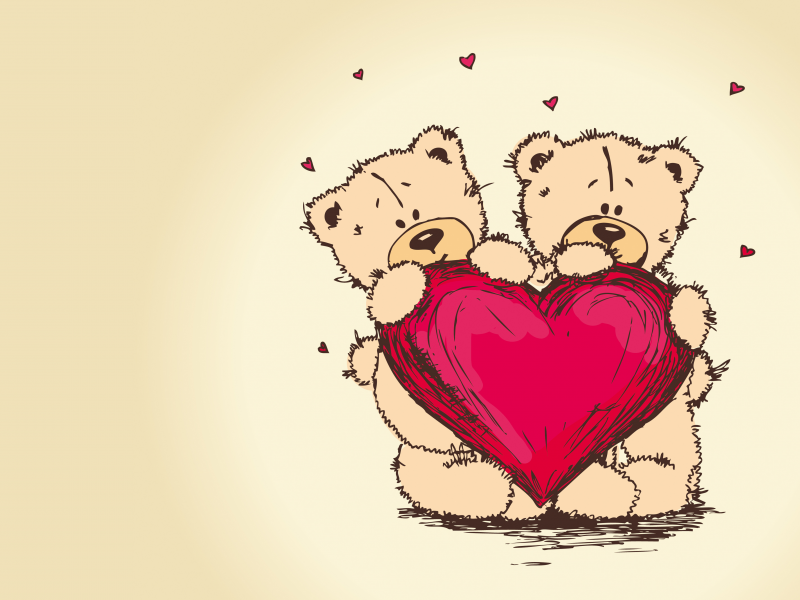 сердце, Valentines day, пара, тедди, медведь, teddy bear