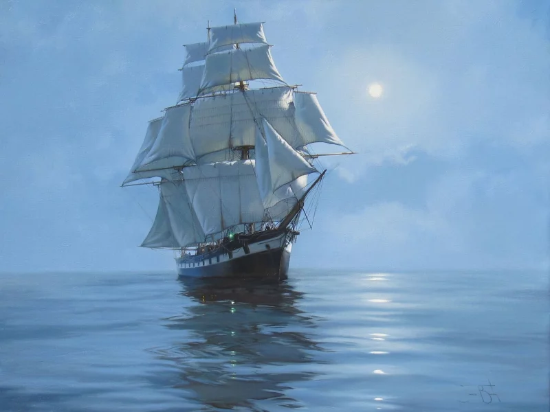 парусник, картина, живопись, море, James brereton, корабль