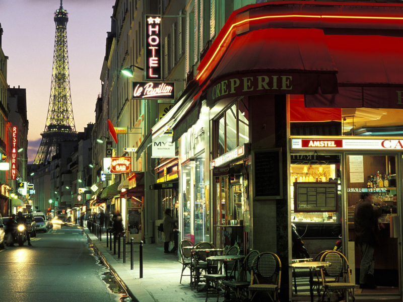 paris wallpapers, france, Париж, франция, вечер, улочка