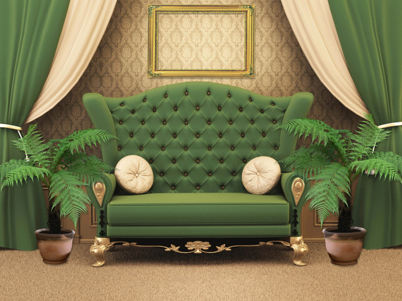 дизайн, стиль, комната, Интерьер, диван, зеленый