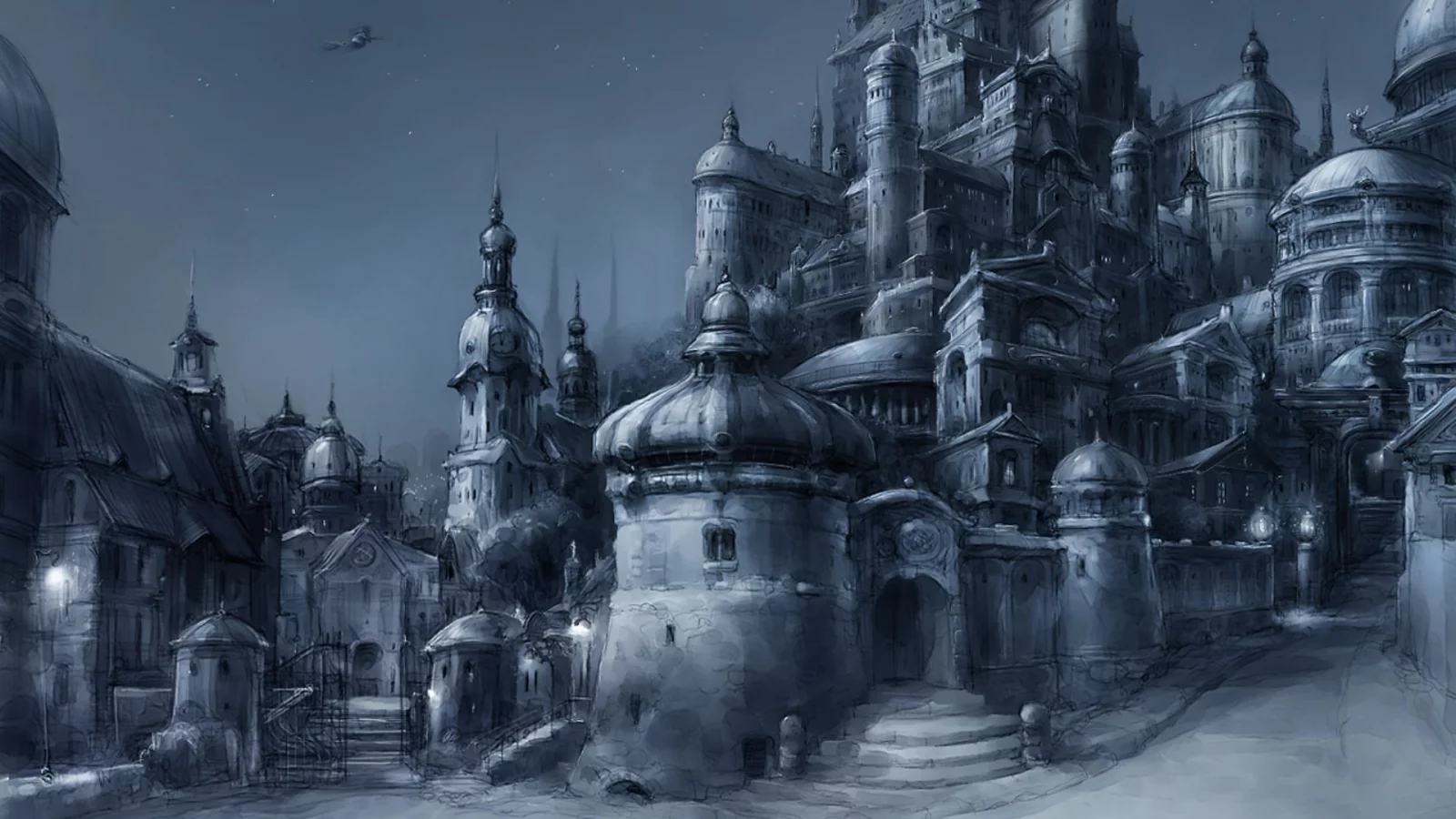арт, night kaunas sity, город, здания, by zalas, ночь