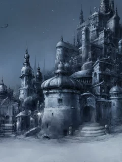 арт, night kaunas sity, город, здания, by zalas, ночь