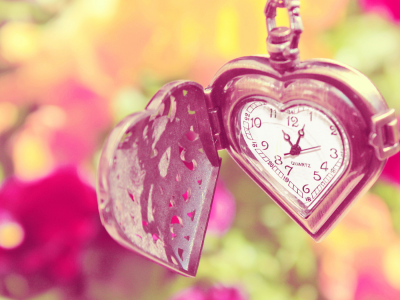 цепочка, сердце, цветы, лето, часы