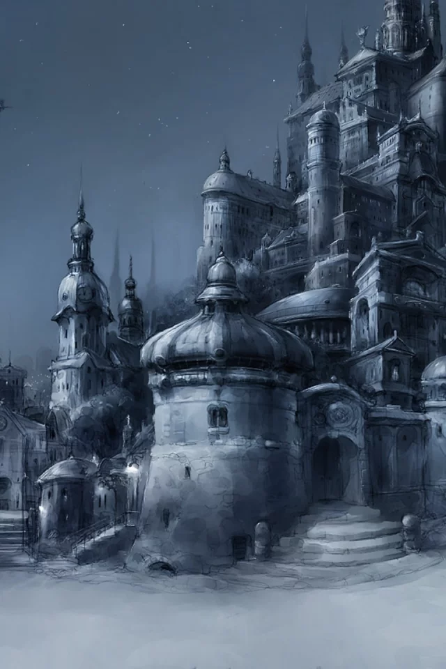 арт, night kaunas sity, город, здания, by zalas, ночь