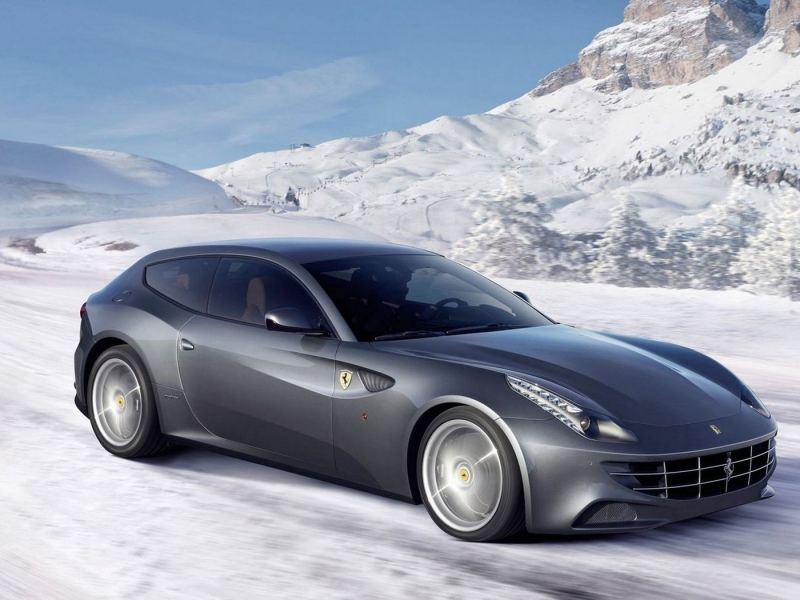 wallpapers, обоя, snow, new, winter, car, ferrari, ff