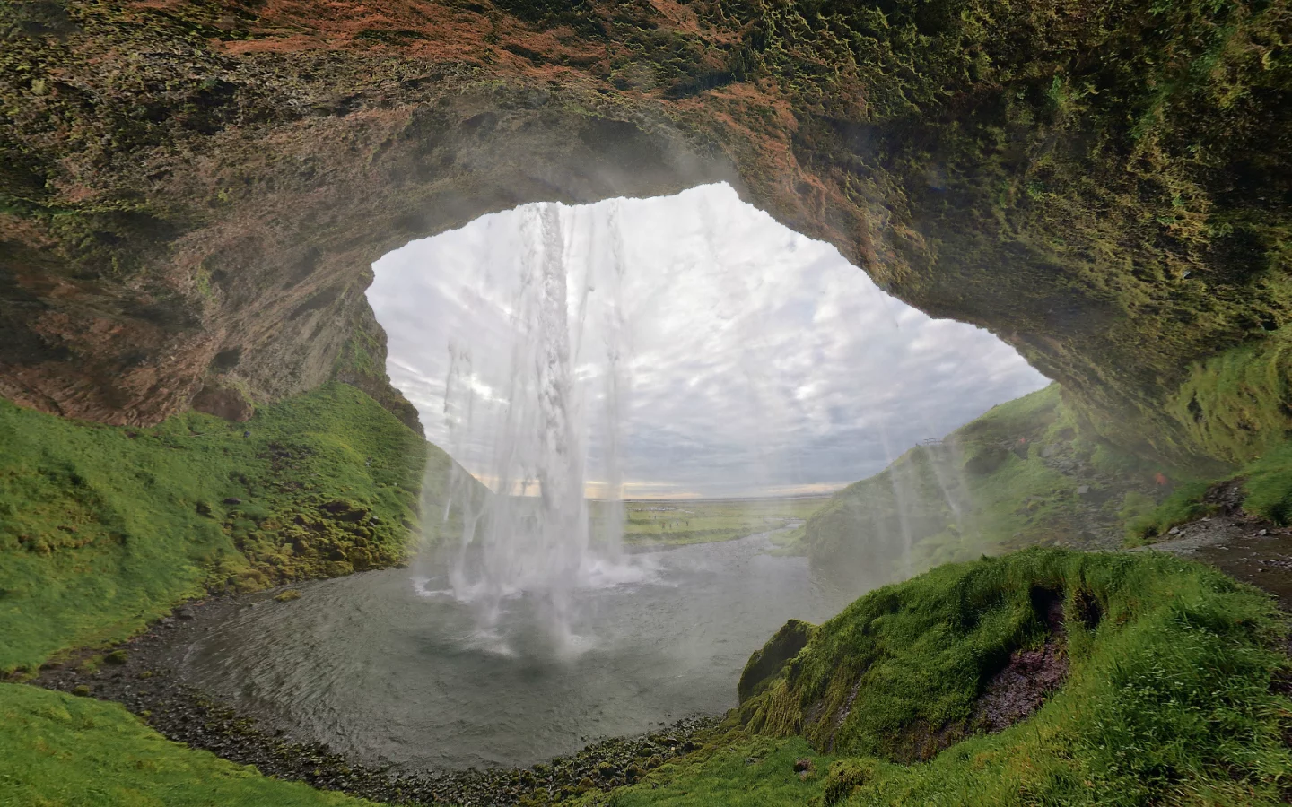 пещера, водопад, seljalandsfoss, исландия