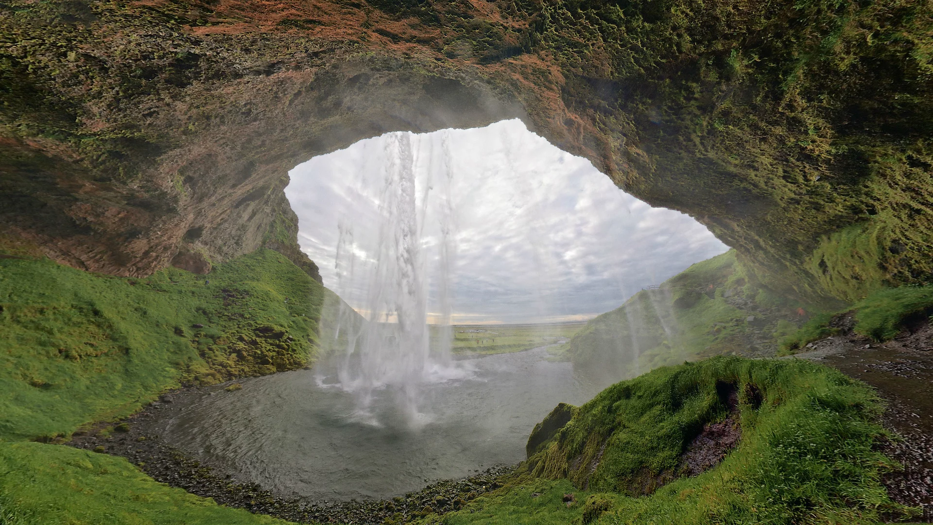 пещера, водопад, seljalandsfoss, исландия