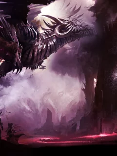 dragon, крепость, guild wars 2, дракон, молнии