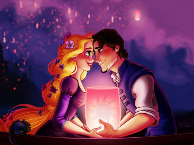 the movie, rapunzel, fanart, princess, lake, boat, tangled, flynn