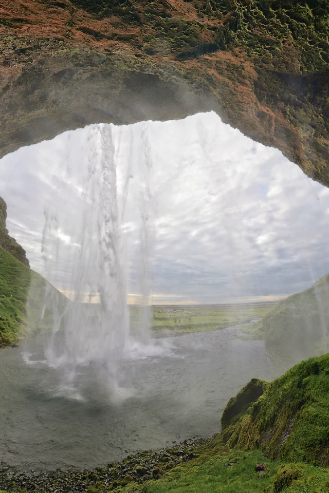 пещера, водопад, seljalandsfoss, исландия