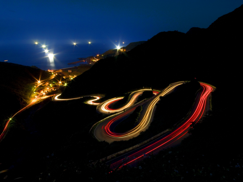 mountain, long exposure, горы, light trails, night, ночь