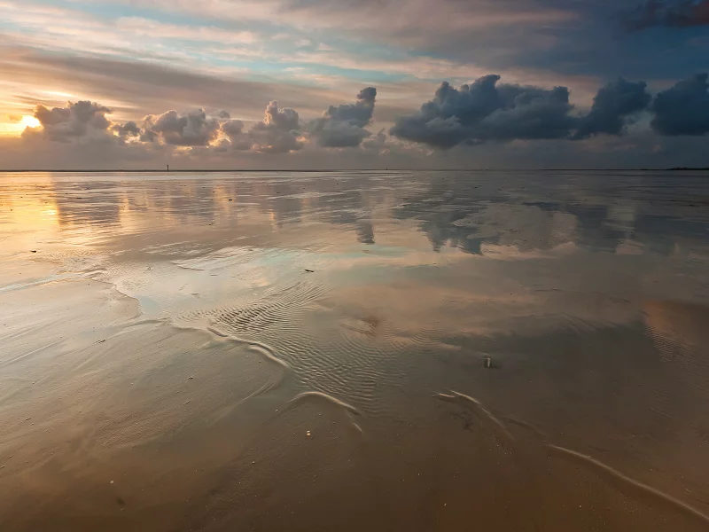 облака, пляж, небо, море