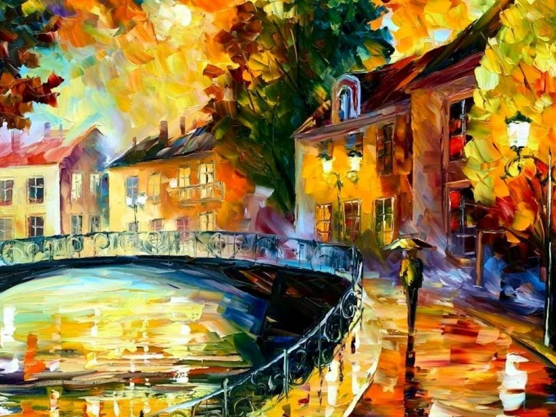 краски, картина, акварель, дождь