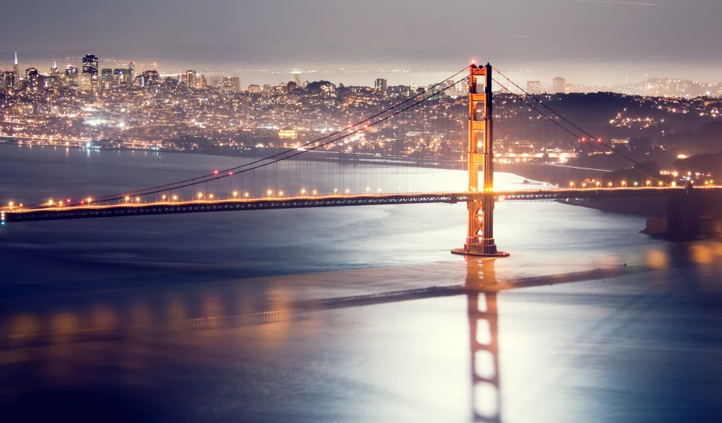 сан-франциско, ночь, мост, golden gate bridge