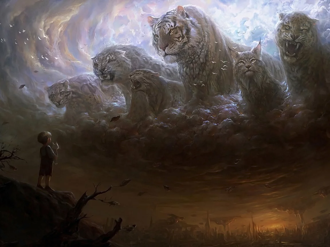 небо, арт, кошка, zhuangyue xiao, мальчик