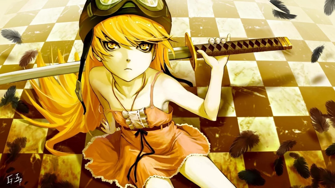 oshino shinobu, арт, вампир, bakemonogatari, девушка