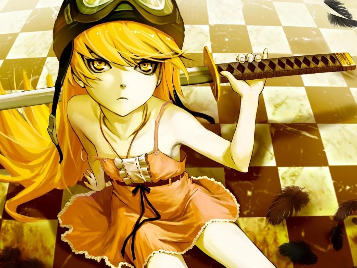 oshino shinobu, арт, вампир, bakemonogatari, девушка