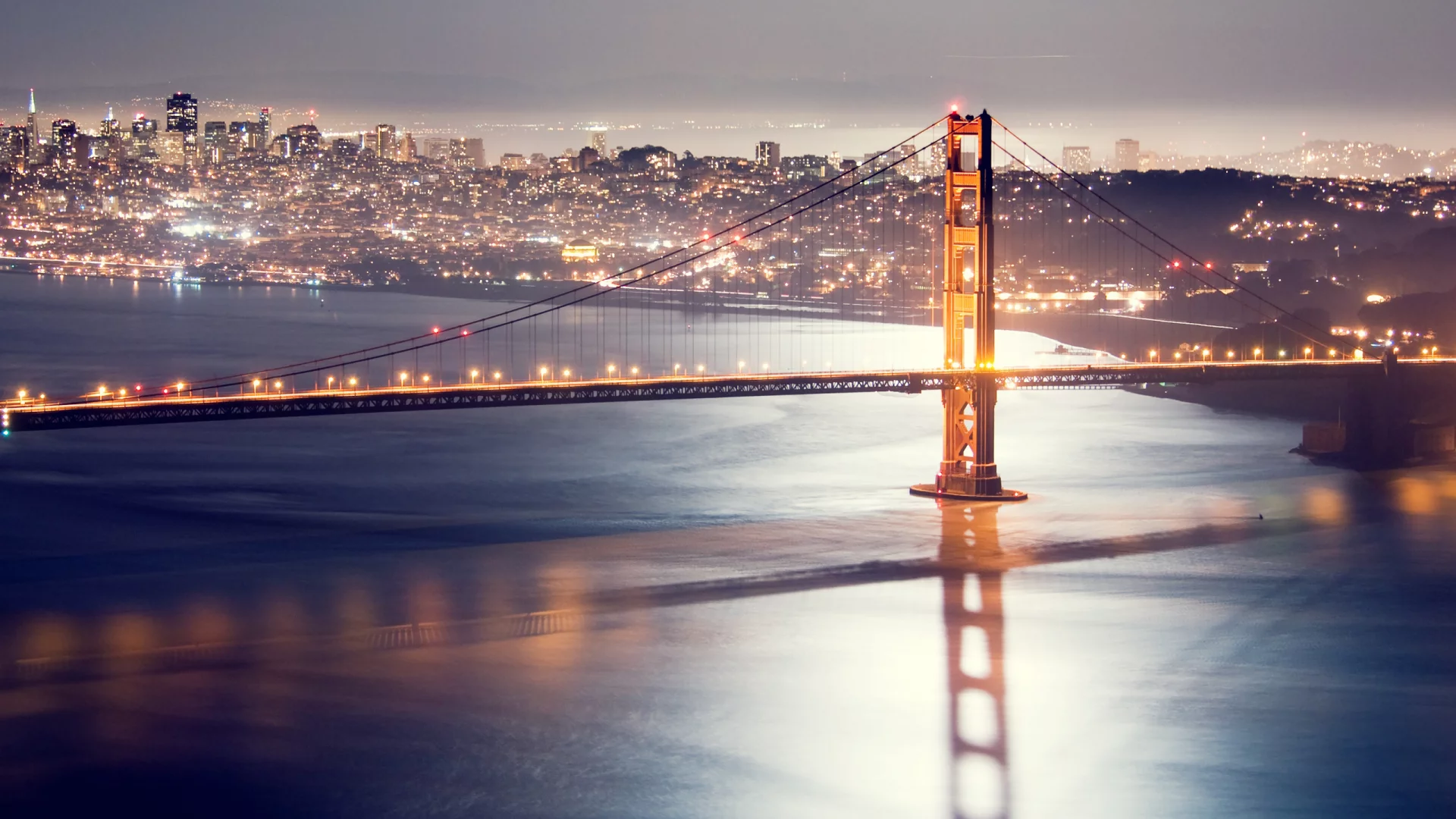 сан-франциско, ночь, мост, golden gate bridge