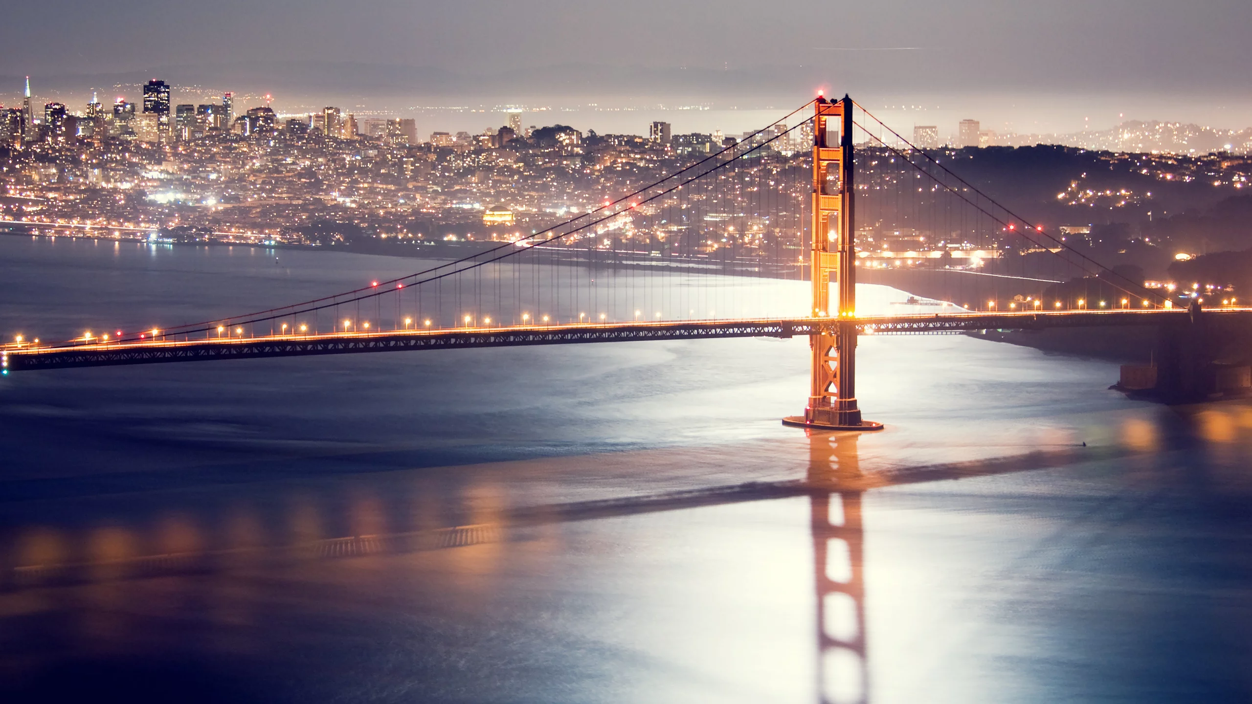 сан-франциско, ночь, мост, golden gate bridge