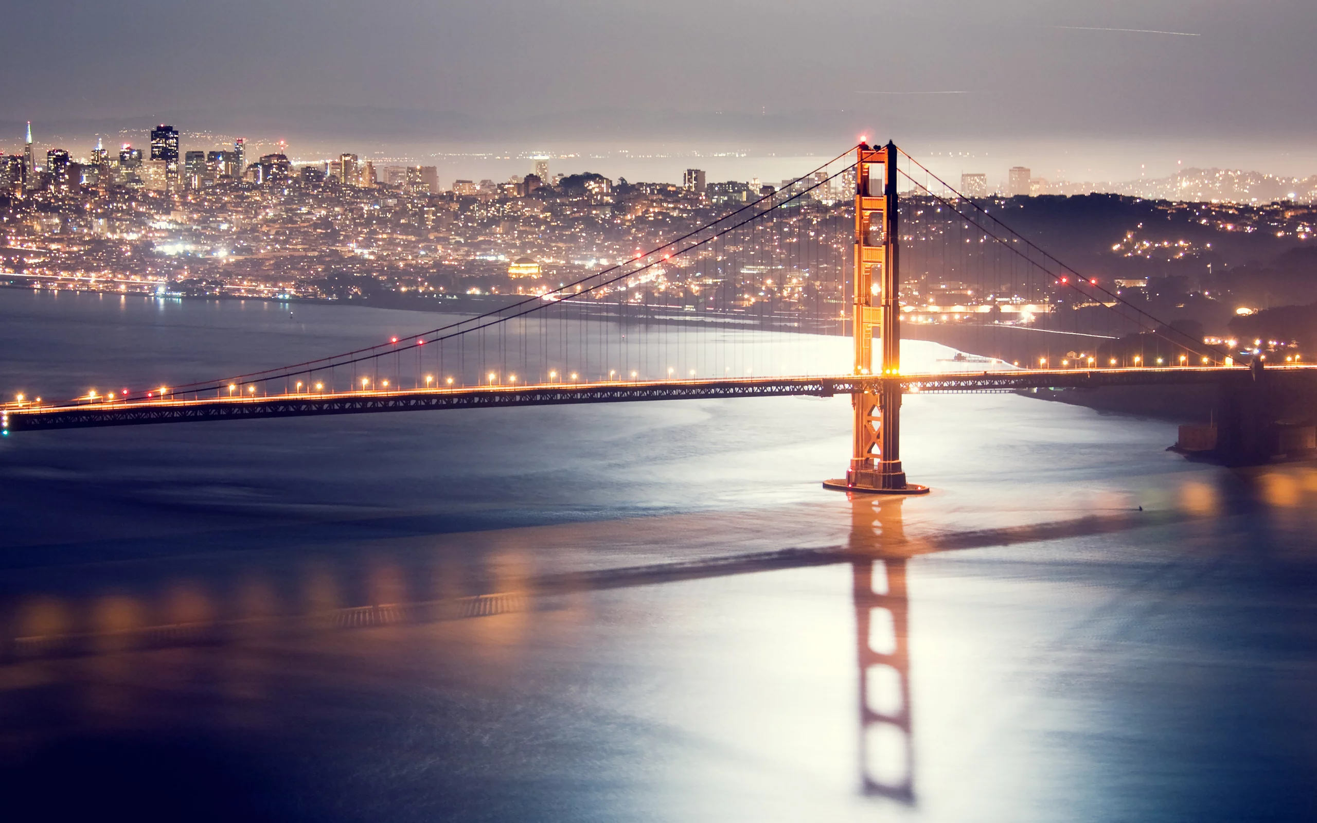 сан-франциско, ночь, мост, golden gate bridge