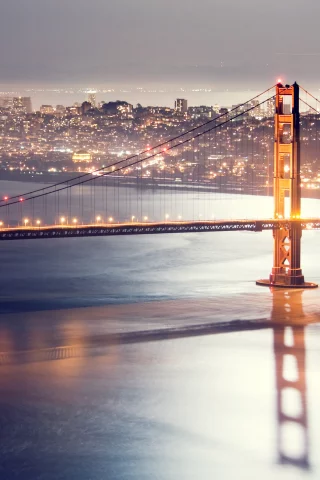сан-франциско, ночь, мост, golden gate bridge
