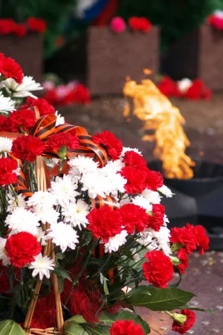 цветы, огонь, вечный, день , победы