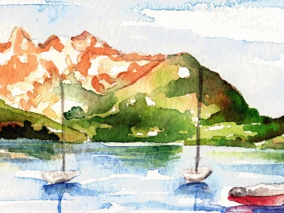 картина, акварель, фон, пейзаж, стиль
