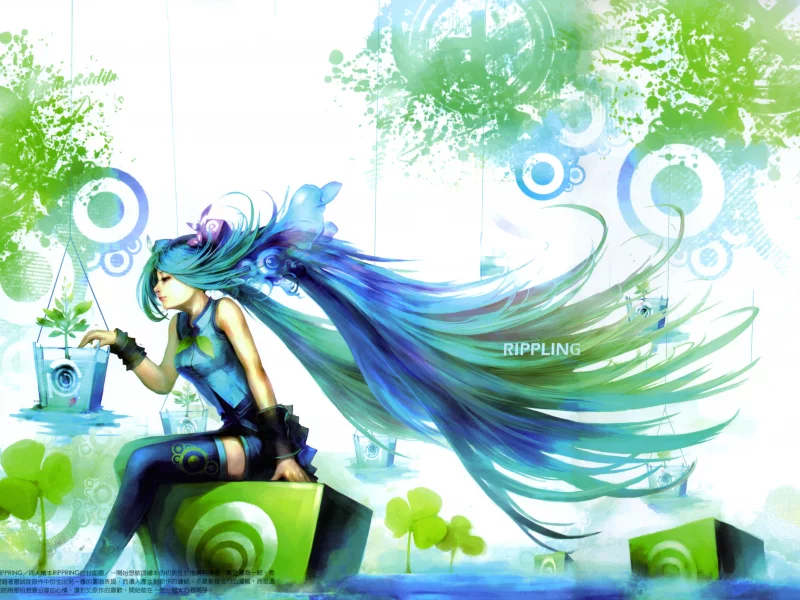 аниме, vocaloid, вокалоид , hatsune miku, девушка