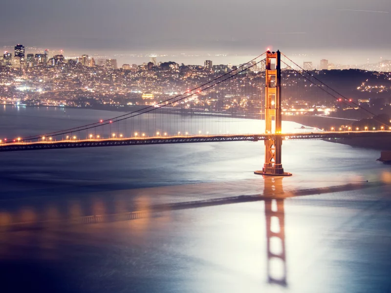 сан-франциско, ночь, мост, golden gate bridge