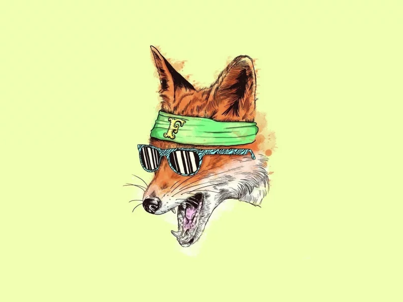yellow, лиса, арт, fox, art, очки, минимализм