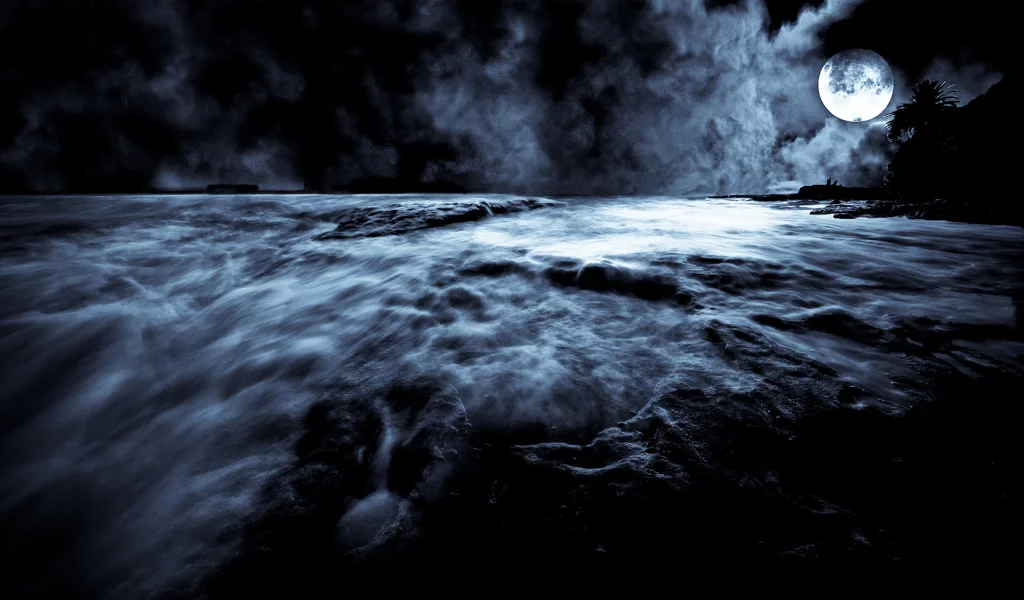 moon, themoonrise, water