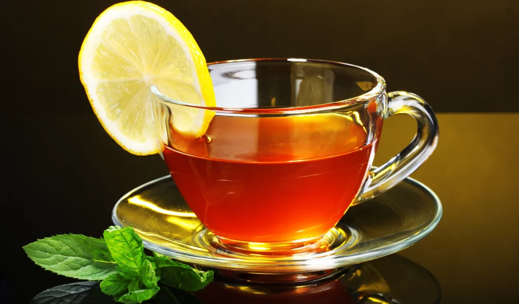 чашка, лимон, чай, блюдце, lemon, tea