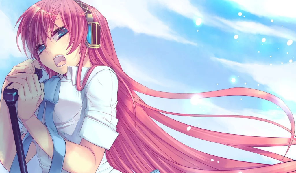 микрофон, девушка, megurine luka, взгляд