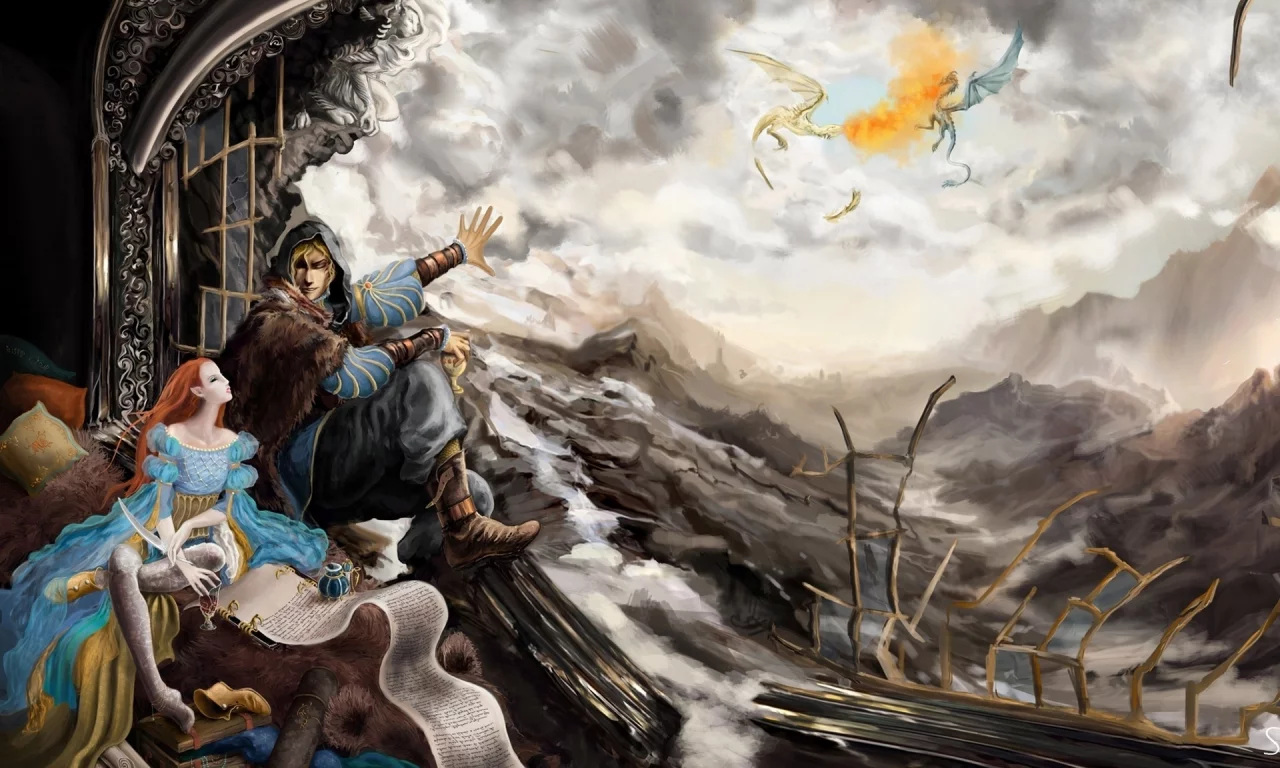 dovahkiin and his cronicler, tes 5, the elder scrolls v: skyrim