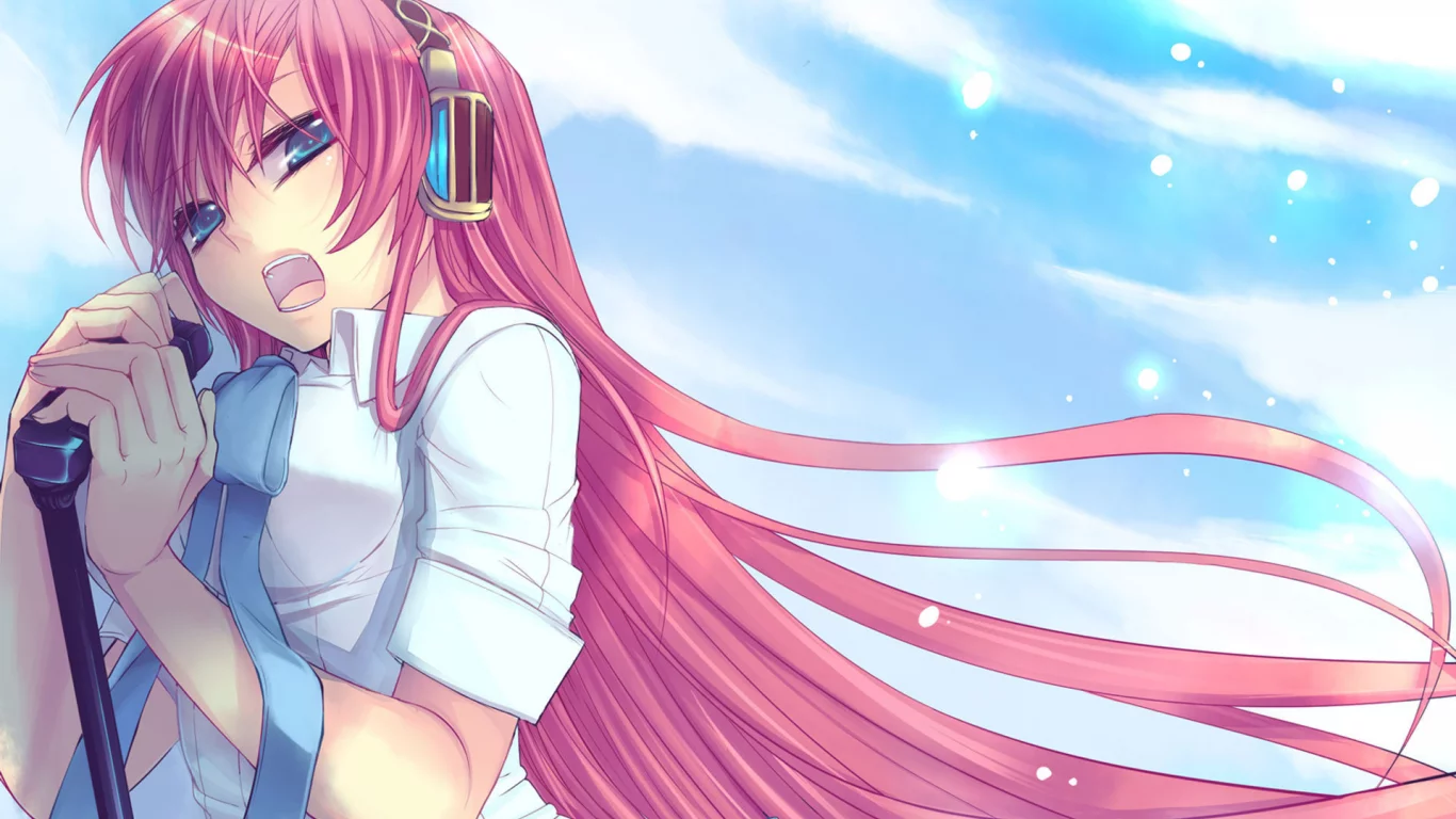 микрофон, девушка, megurine luka, взгляд