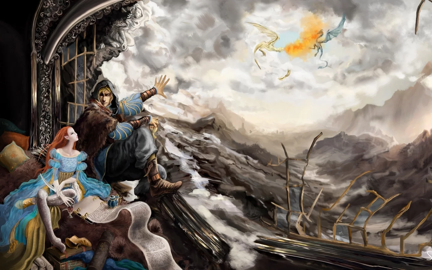 dovahkiin and his cronicler, tes 5, the elder scrolls v: skyrim