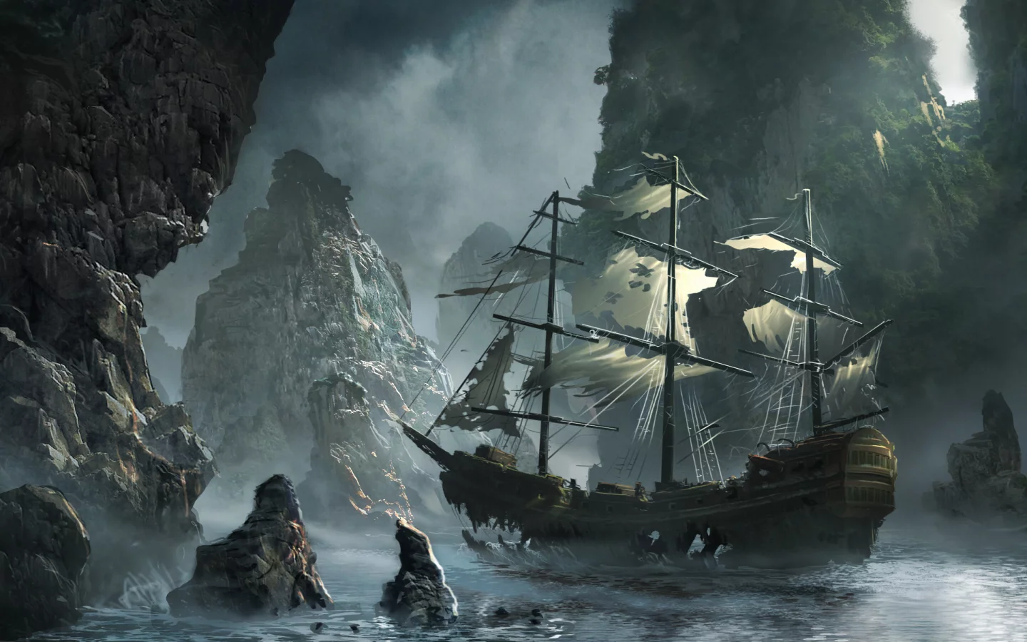 the flying dutchman, ghost ship approaching, matchack, michal matczak