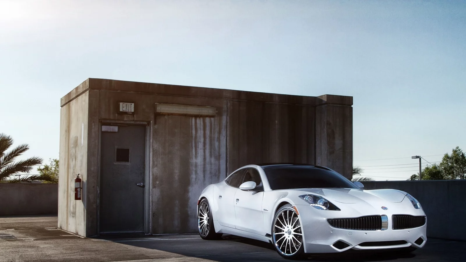 karma, фискер, карма, tree, fisker, sky, parking, white