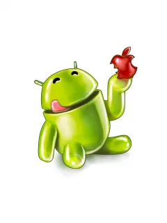 android, яблоко, кушает, apple